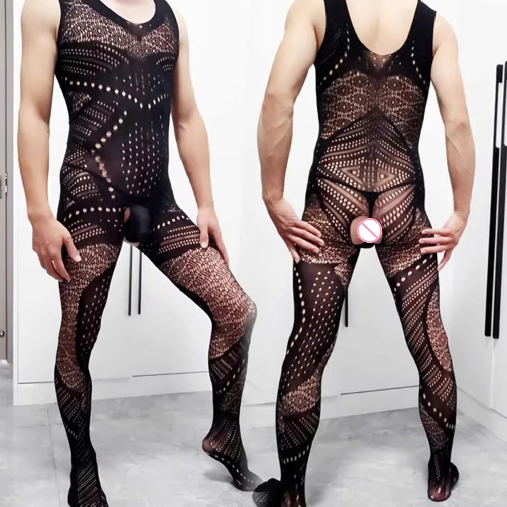 Sissy Nightwear Men\'s Hot Sexy Lingerie Bodysuit Chemises Mesh Boy Gay Male Underwear Gentleman Sleepwear 6 Colors Bodystocking