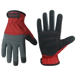 HANDLANDY Flexible Breathable Fit- Padded Knuckles & Palm Touch screen Utility Mechanic Mens Work Gloves