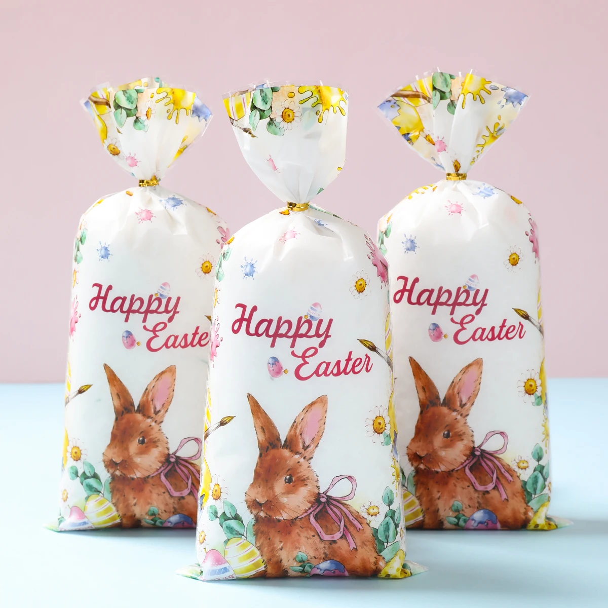 Happy Easter Candy Gifts Bags Bunny Rabbit Eggs Cookies Packing Bag Easter Decoration For Home Happy Birthday Party Supplies