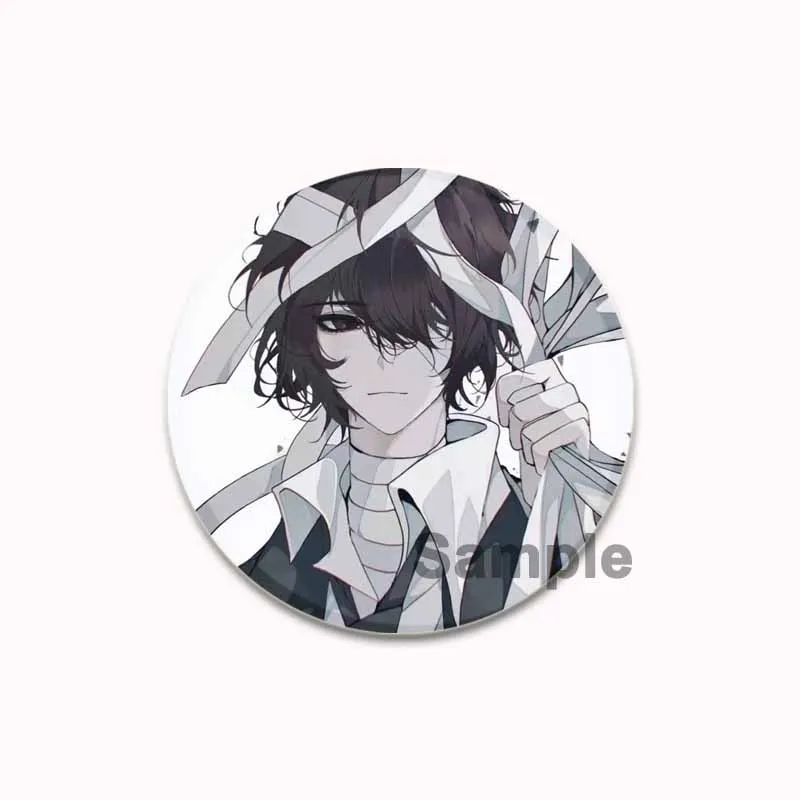 Hot Anime Character Osamu Dazai Cute Cartoon Badge Handmade Tinplate Brooches Round Display Brooches Jewelry Gift Accessory image 6