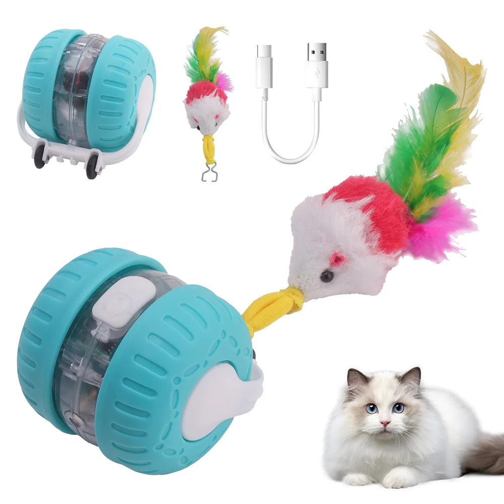 Intelligenter Interaktiver Katzenball Automatisches Smartes Katzenspielzeug USB-Aufladbarer Elektrischer Rollender Neckball für Katzen und Hunde