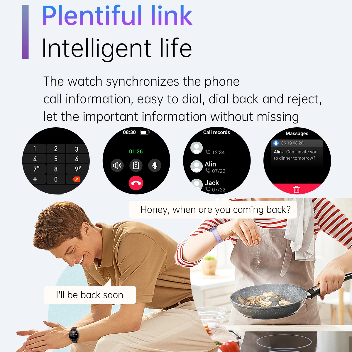 696 جديد بلوتوث دعوة Smartwatch مقاوم للماء الرياضة مراقب معدل ضربات القلب صوت مساعد ساعة ذكية المرأة رسالة دفع سوار
