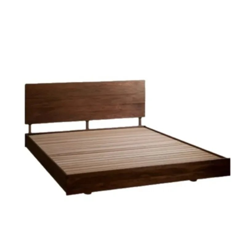 

Solid wood suspended bed, black walnut Nordic master bedroom medieval 1.51.8 double bed tatami