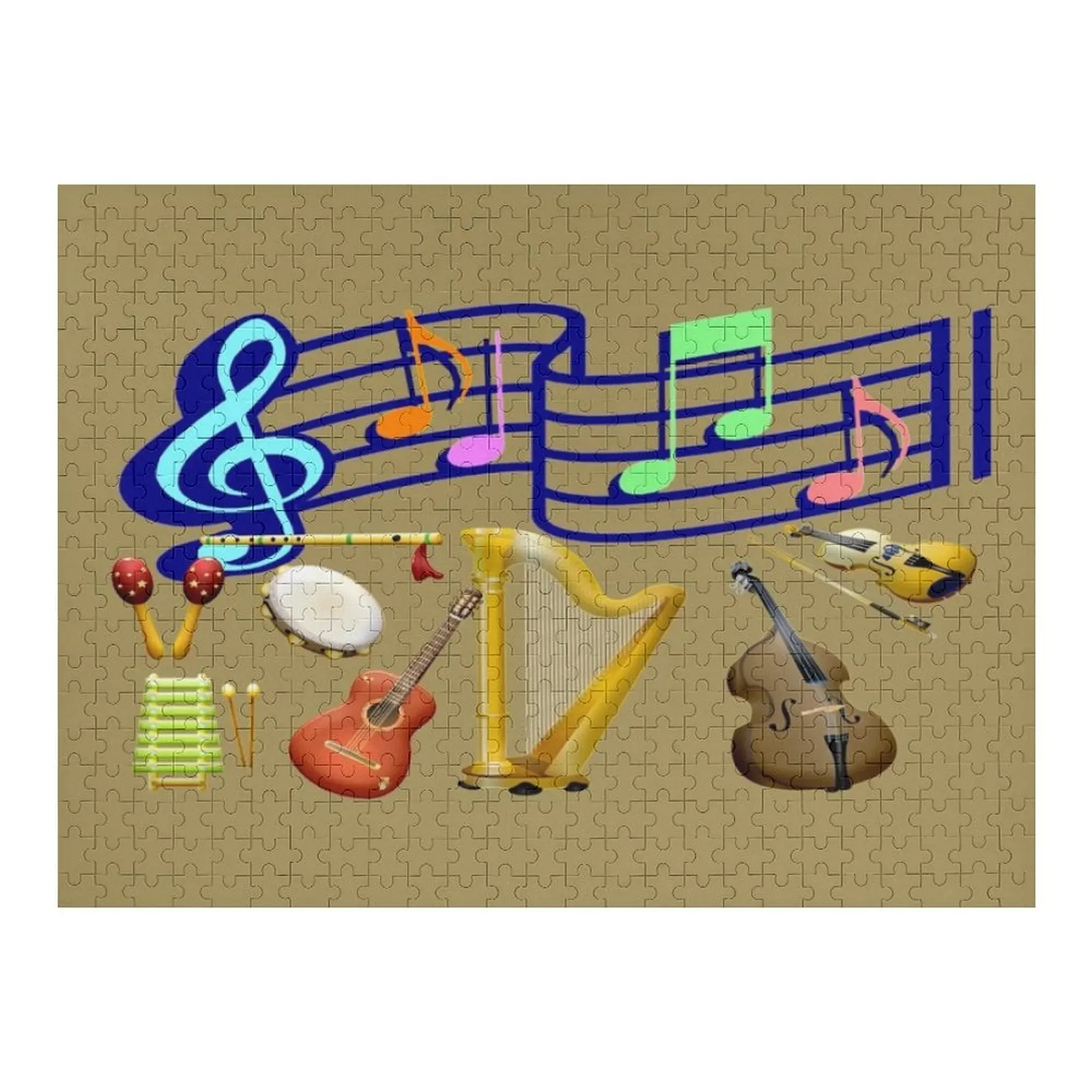 

Музыкальные инструменты и персонал заметок! Пазл персонализированный деревянный декор картины таможенные с фотопазлом