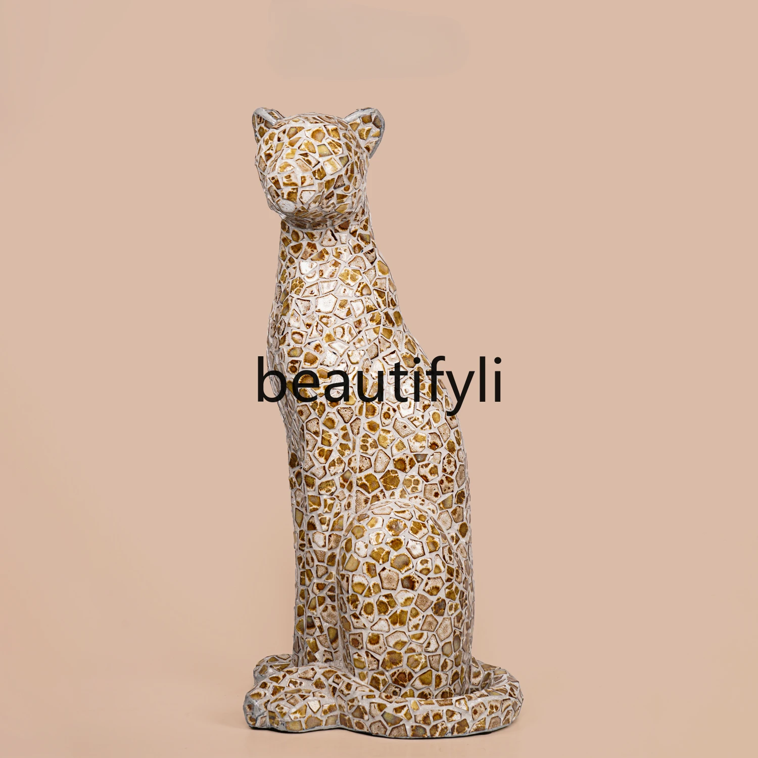 Light leopard print porcelain leopard handmade patch decoration outdoor living room entrance floor ornament