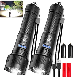 Most Powerful XHP70/XHP50 LED Flashlight Aluminum Alloy Tactical Flashlights 18650 Rechargeable Flashlight Waterproof Torch