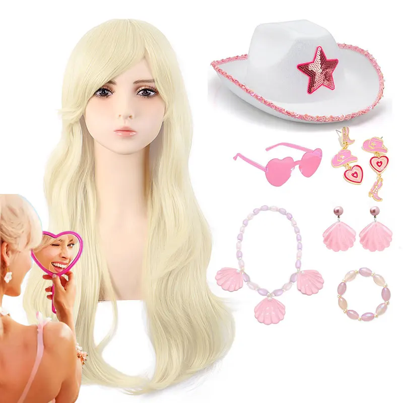 

Lovely Cowgirl Look Dress up Headwear Costume Play Accesory Wig Carnival American Girl Cosplay Headdress Movie Role Playing Prop