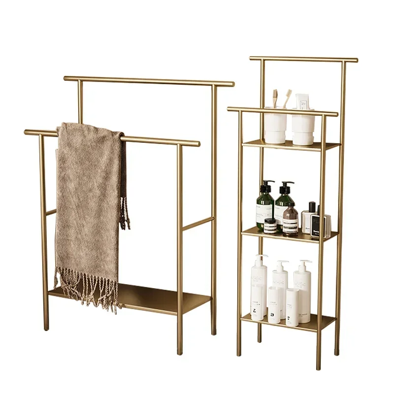 

Nordic Light Luxury Floor Towel Rack Toilet Bathroom Storage Rack Gold Floor Toilet Paper Rack Gold Storage System