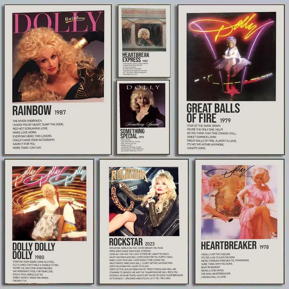 Pop Singer D-Dolly Parton Poster Self Adhesive Wall Art Decor for Bedroom Living Room Office Home Decor Gift