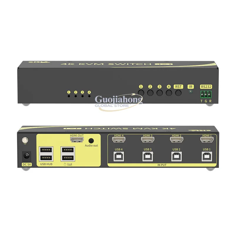 eKL 41HA 4K Seamless HD&MI KVM h&igh definition switcher 4 in 1 out Audio separation Support hotkey switching