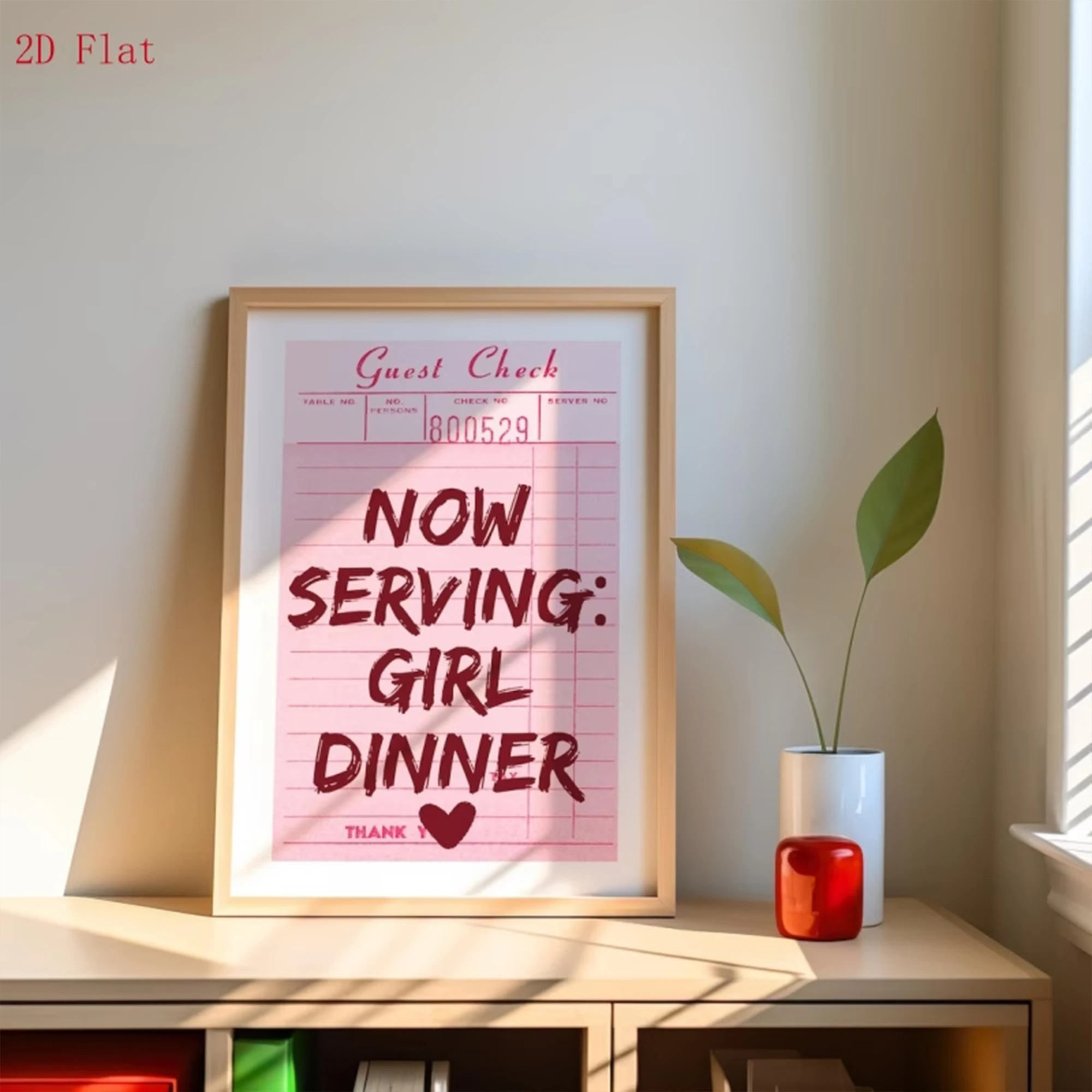 Modern Now Serving Girl Dinner Guest Check Wall Art Print Canvas Painting Poster Picture For Living Room,Bedroom Home Decor