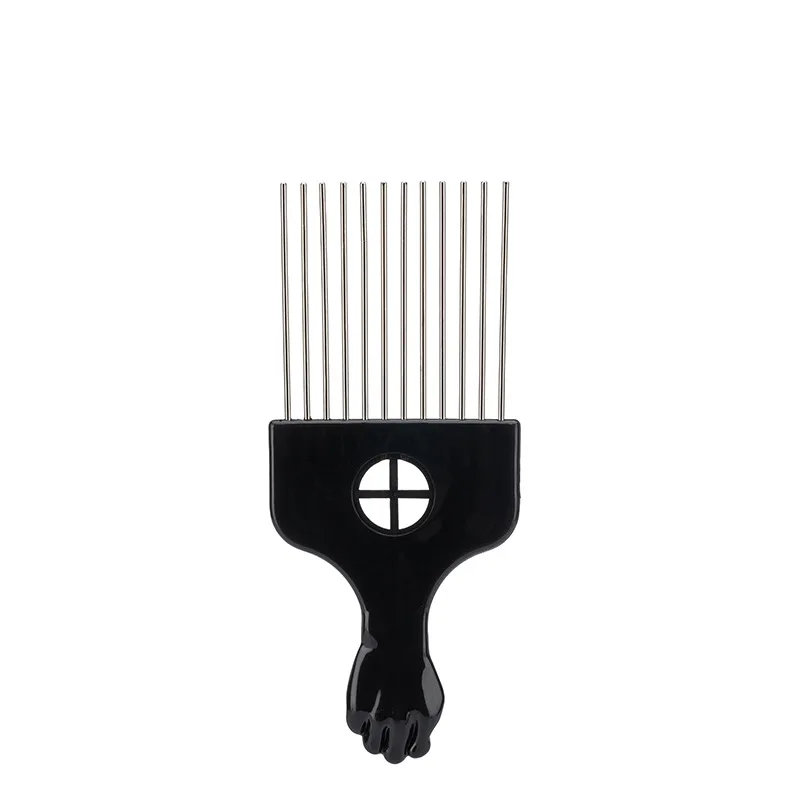 Aço inoxidável dentes largos escova de cabeleireiro, Afro Fork Comb, Metal Pins, Pick Hair Styling Tools, Inserir cabelo encaracolado, 1 peça