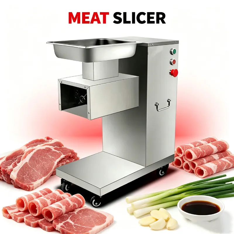 Meat Cutter Machine For Fresh Pork Beef Fish Chicken Breast Featuring Lid‑Open Automatic Power‑Off Meat Slicer