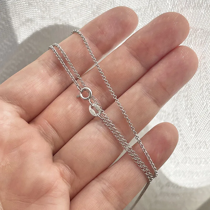 35cm-90cm 1.3mm Thin 925 Sterling Silver Circle Rolo Chain Necklace Women Girl Mens Jewelry Kolye Collane Collier Ketting