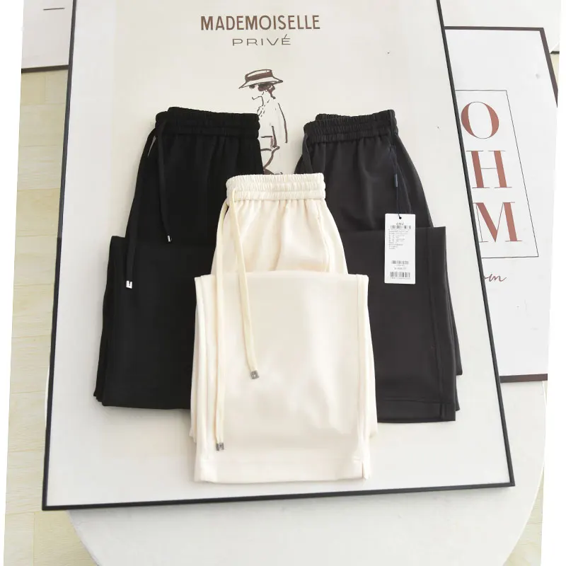 

McSystem Smooth Dstring High Waist Wide Leg Pants Casual Straight Cut Versatile Slimming Summer New Sle Women's Jeans