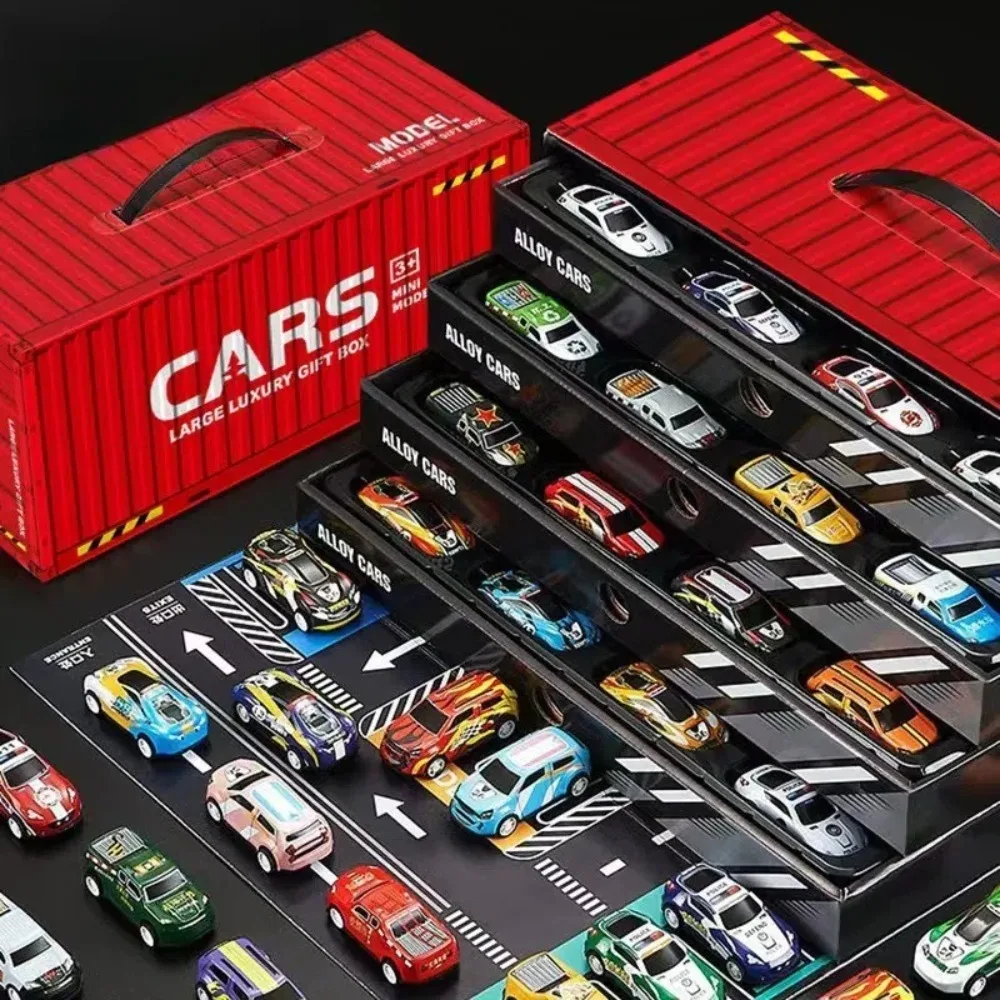 48 pezzi Nuovo set di mini auto in plastica Collezione di giocattoli Decorazioni per il desktop Inerzia Pull Back Cars Set di auto giocattolo classiche Regali di compleanno