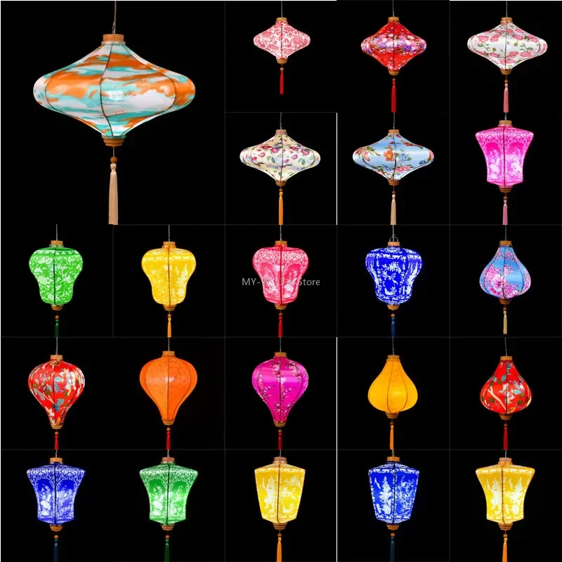 Chinese Style Lantern Printing Tradition Festival Ancient Lantern Home Hotel Restaurant New Year Decoration Chandelier 12/14inch