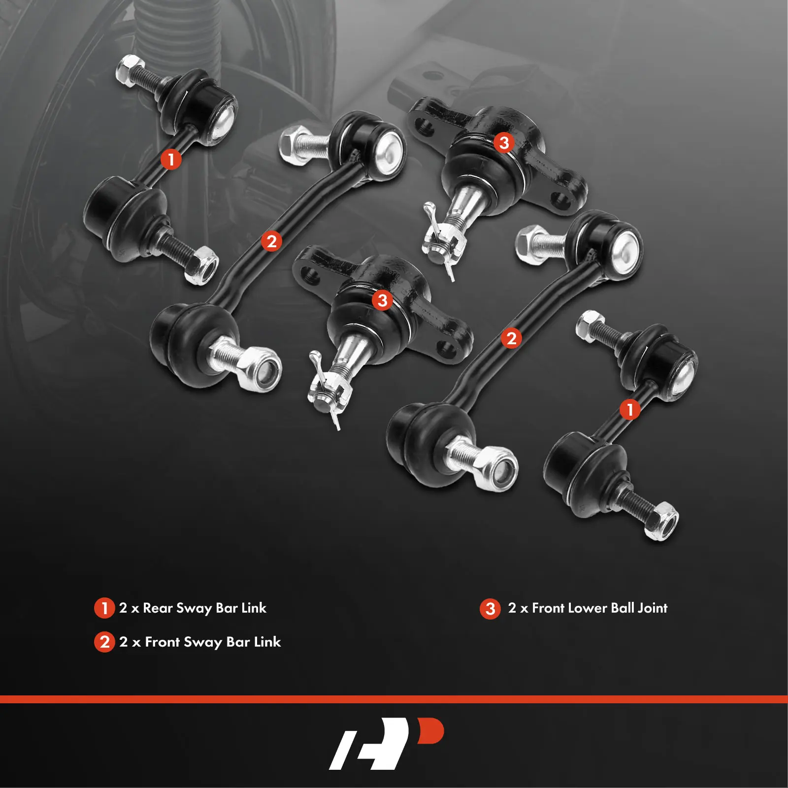 A-Premium 6x Front & Rear Sway Bar Link with Ball Joint for Hyundai Sonata 2006-2010 Azera 2006-2011 Kia Amanti 2007-2009