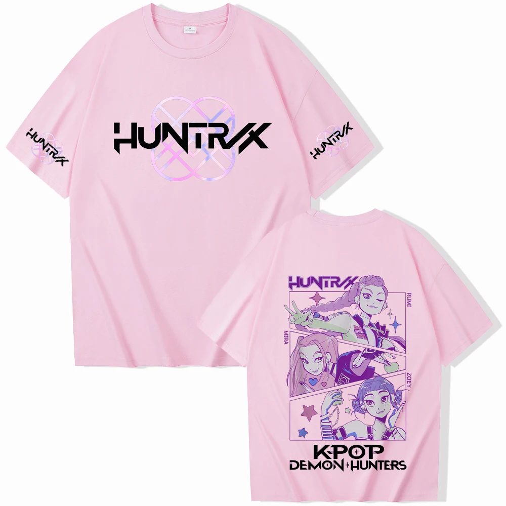 Аниме K-Pop футболка «Охотники на демонов» Harajuku Повседневная рубашка с круглым вырезом в подарок