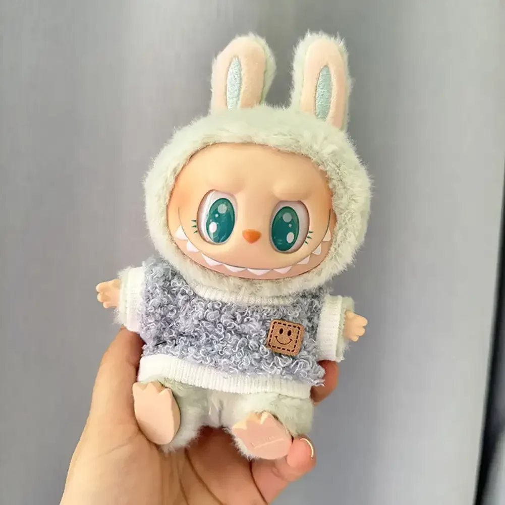 Per la prima/2a generazione Labubu vestiti seduti festa vestiti per bambini cerchio faccia camicia Mini peluche vestiti per bambole Accessori per abiti