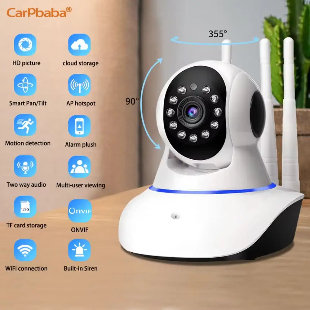 Carpbaba 2MP 2.4G Yoosee WIFI IP Camera Smart Home Two Way Audio Pan Tilt 1080P Wireless Security CCTV Camera Support RJ45 Port