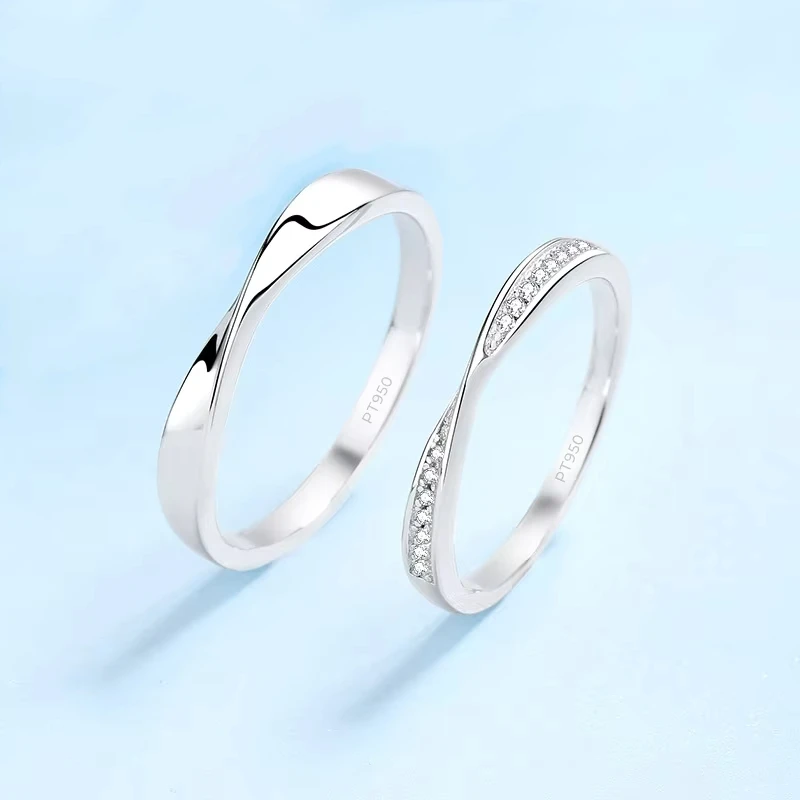 Lover PT950 Platinum Men Wedding Bands Women Couple Ring 0.64Carat Moissanite Diamond Valentine\'s Day Unisex Rings Birthday Gift
