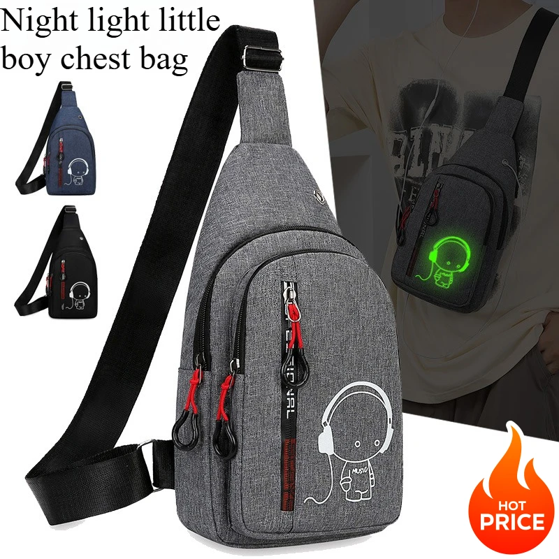 

Ночник, детская мужская нагрудная сумка, новая модная сумка через плечо, многослойная маленькая сумка на плечо, повседневная уличная поясная сумка