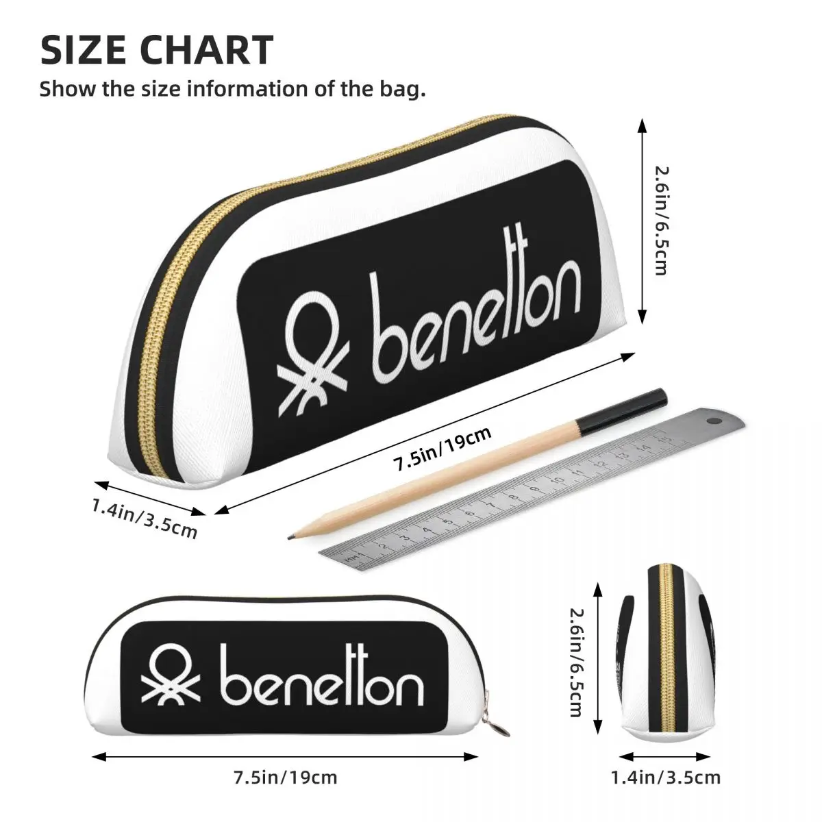 United Colors Of Benetton Pencil Case Pencil Pouch Storage Stationery Supplies Big Capacity Pen Box Pencil Bag for Students Gift view 2