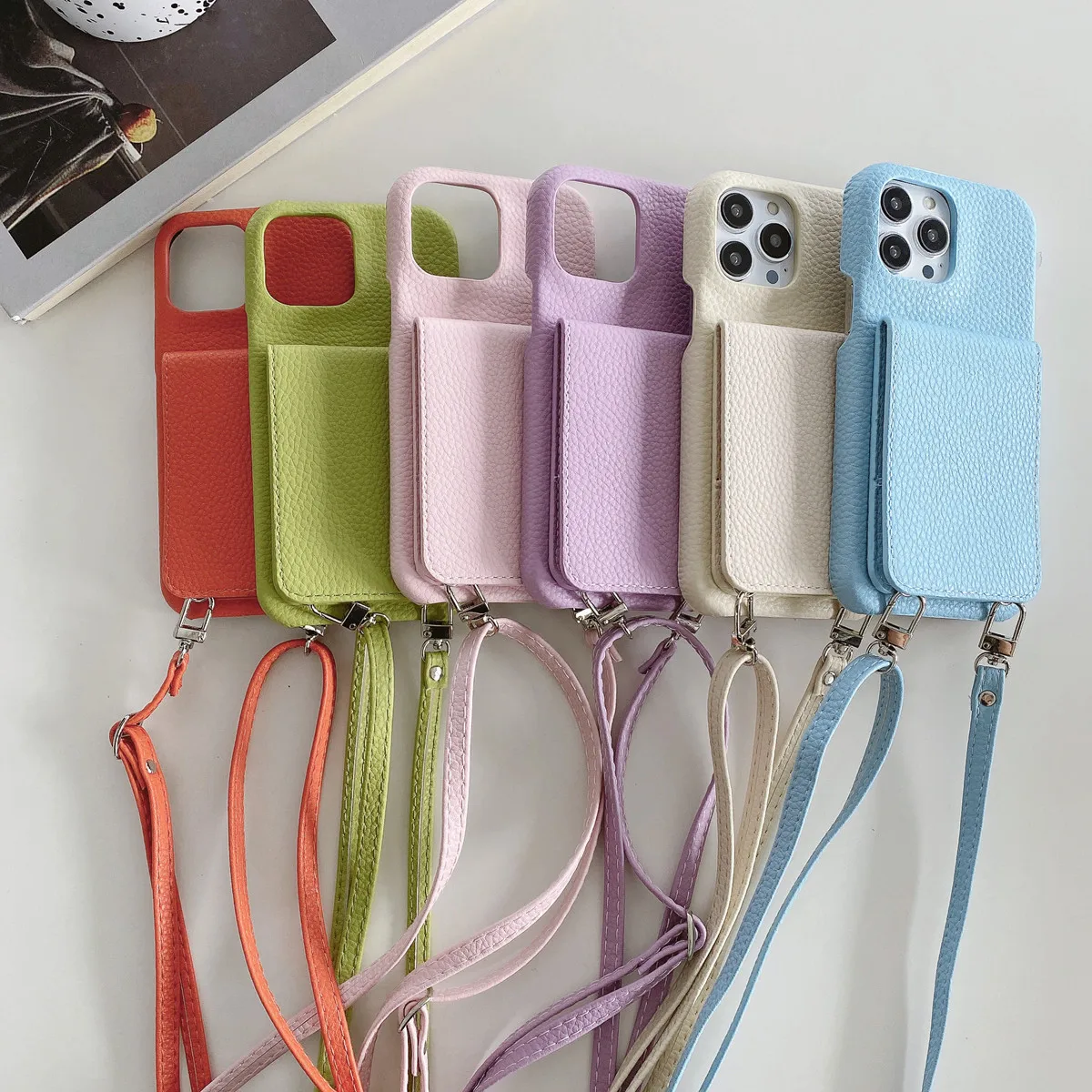 Luxury Crossbody strap lanyard wallet leather case for iPhone 13 11 12 11pro 14pro max 12mini x xr xs 7P card holder phone cover