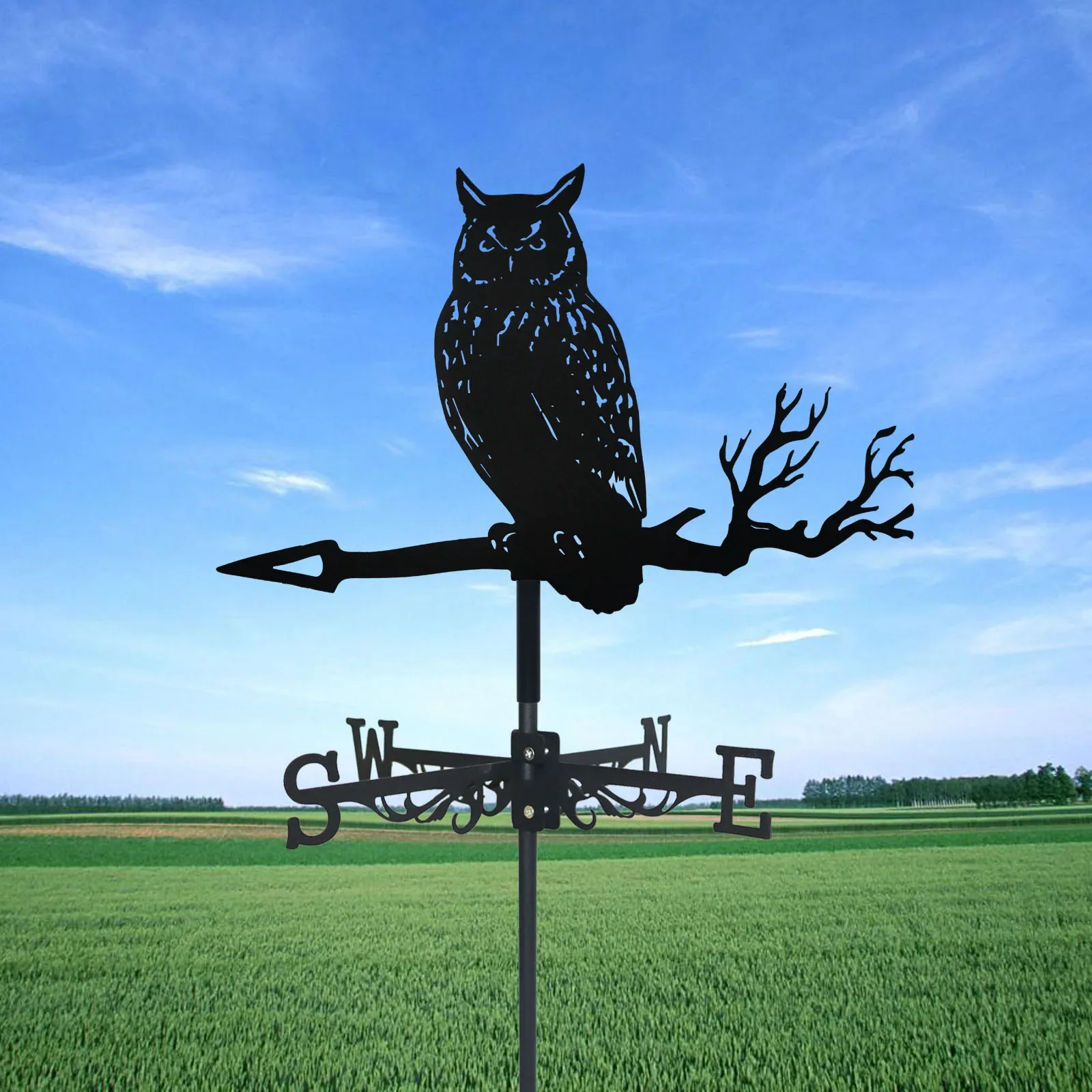 Owl Eagle Weathervane  Art Black Metal Pig Swine Wind Vanes Outdoors Decorations Garden  Roof Yard Building