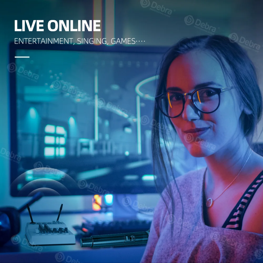 Debra Audio MM-02  DJ Mixer Console With UHF 2  Wireless Microphones with 48V Phantom Power (Mixer Audio / Mixer Console / Mixer