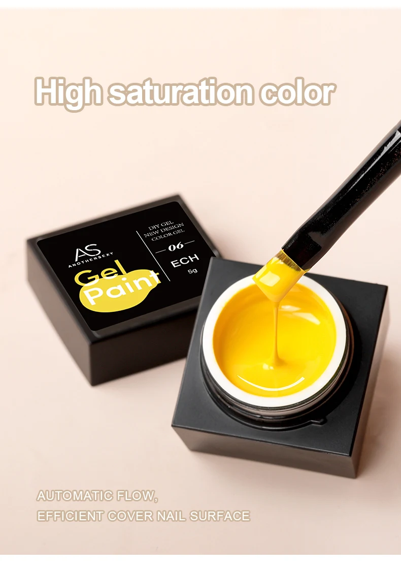 AS Sliver Metal Effect Line Flower Drawing Gel Soak Off Transparente Farben 5g Painting Gel Polish UV Nail Art Gel Lack – Detail 3