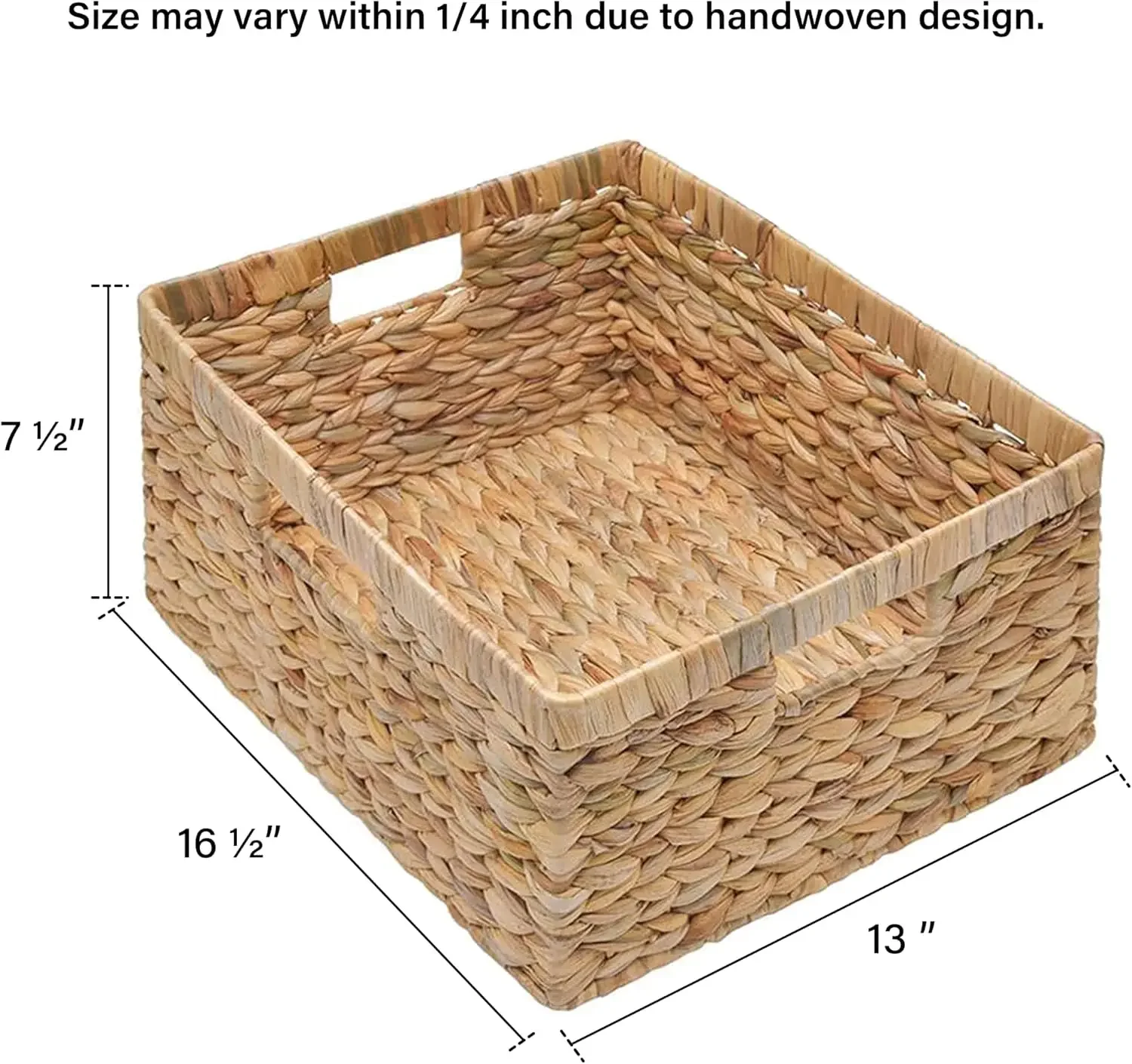 StorageWorks Jumbo Wicker Basket, Water Hyacinth Basket with Built-in Handles, Wicker Storage Basket for Organizing, 1 Pack