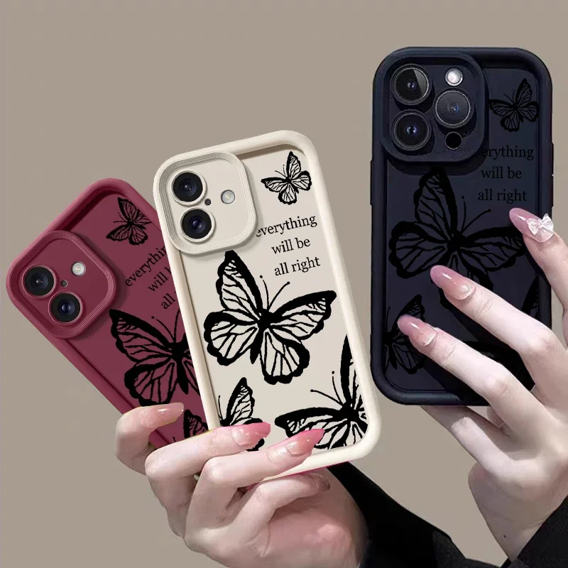 حافظة فراشة سوداء لهاتف موتورولا موتو إيدج 40 نيو 50 برو 50 فيوجن 5G G84 G14 G04 G32 G35 G52 G30 G60S G53 G22 E13 E14 غلاف