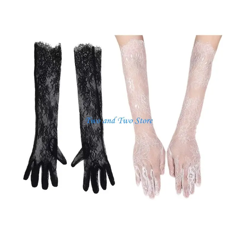 

HX6F 1pair Luxurious Lace Gloves Transparents Exquisites Glove Princesses Gloves