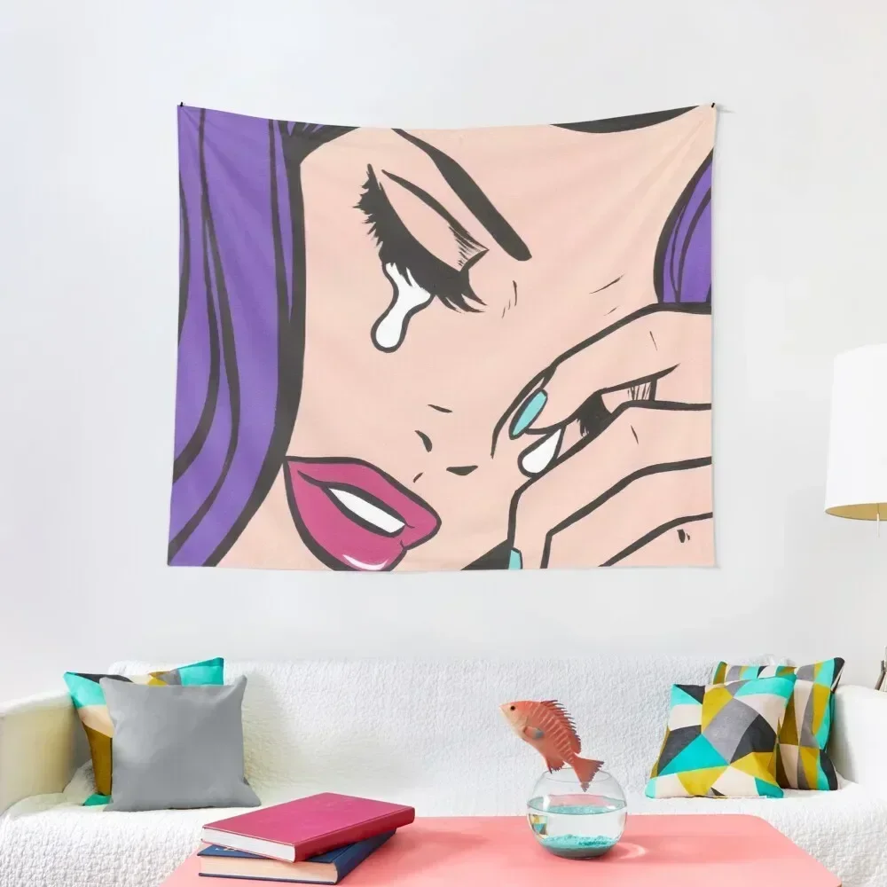 

Purple Hair Crying Comic Girl Tapestry Bedroom Decorations Wall Decoration Items Mushroom Tapestry