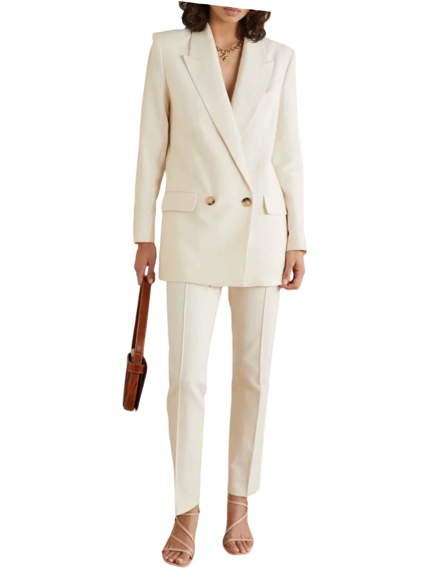 Women's Dresses Suit Gowns Elegant Peaked Lapel Splice Jacket Coat And Pants For Female Satin 2 Pieces Suit Customized W56