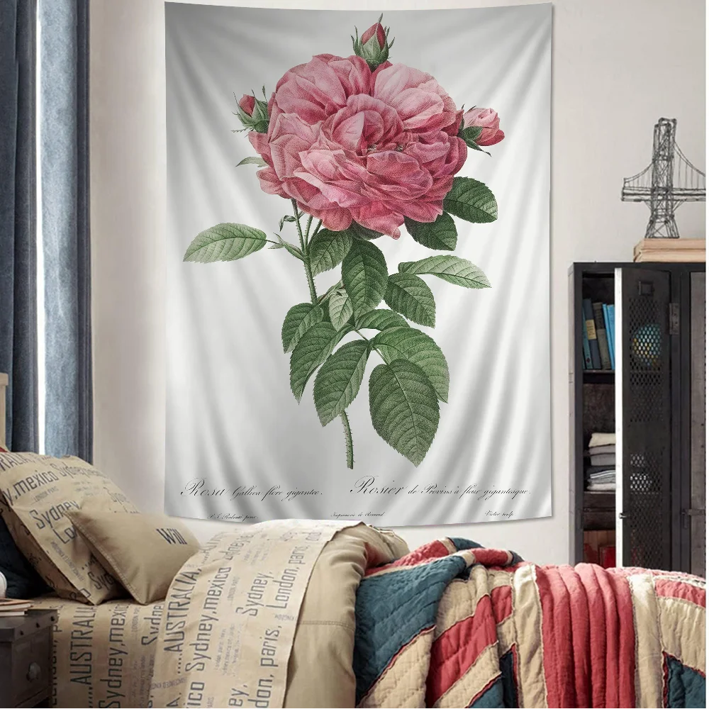 

Retro Beautiful Rose Flower Chart Tapestry Art Science Fiction Room Home Decor Cheap Hippie Wall Hanging