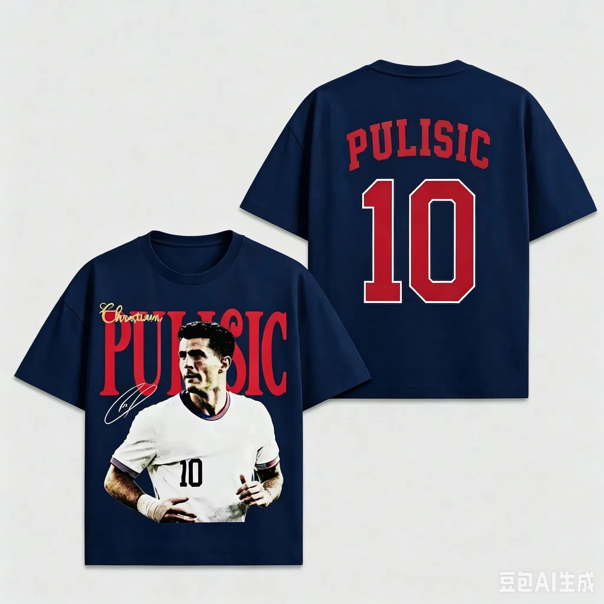 2026 Pulisic America No.10 Football T-shirt Men Women Summer Cotton Clothing Oversize Short Sleeved Top Streetwear Unisex