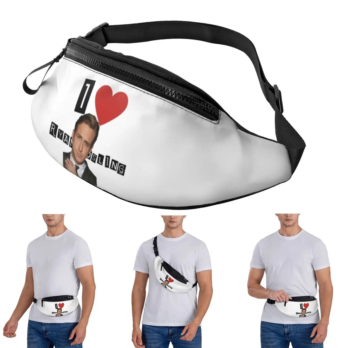 Crossbody Waist Bag I Heart Ryan Gosling Men Women Fanny Pack Traveling Running Money Phone Pouch