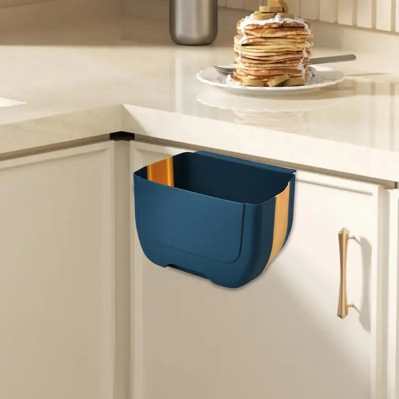 Foldable Trash Can Household Kitchen Trash Can Folding Wall Mounted Space Saving Food Waste Bin For Kitchen Over The Door Trash