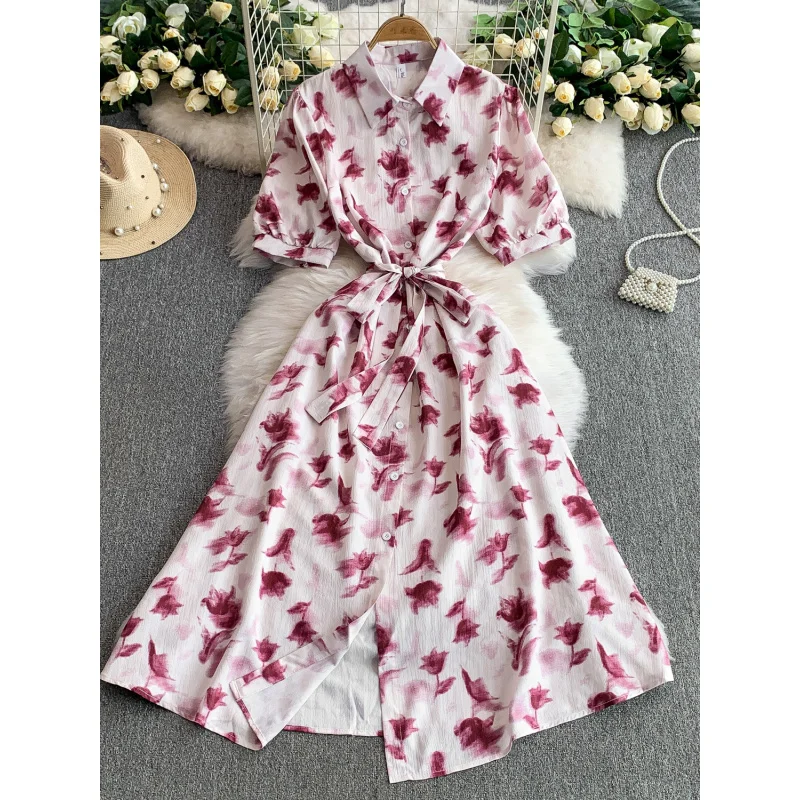 Boho women summer chic floral print slim bandage long blouse dress casual vestido de festa elegant tunic beach holiday dress