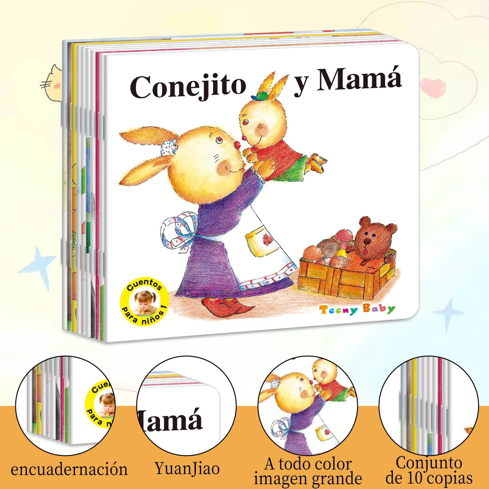 A set of 10 Spanish-language reading books: short picture books on animal themes, to cultivate reading interest, suitable for fa