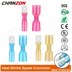 60/80PCS Male Female Heat Shrink Spade Crimp Connectors Marine Grade Solder Electrical Wire Terminals Cord 22-18 16-14 12-10 AWG