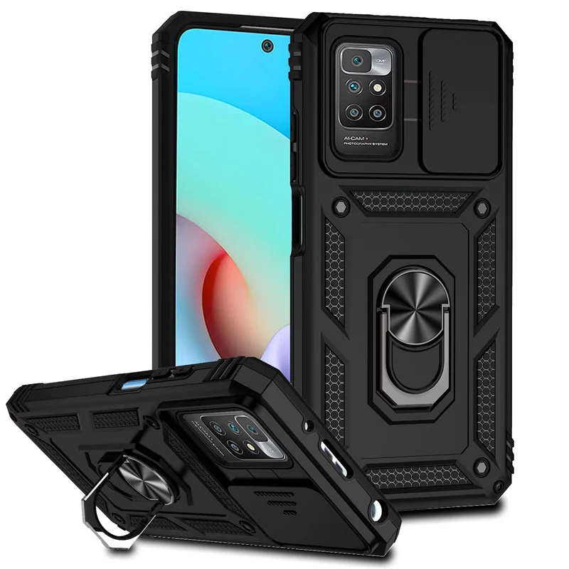 Voor Xiaomi Redmi 10 Case Lenzen Bescherm Pantser Telefoonhoesje Voor Xiomi Redmi 10 Redmy 10 Redmi10 4G Magnetische Houder Ringhoes