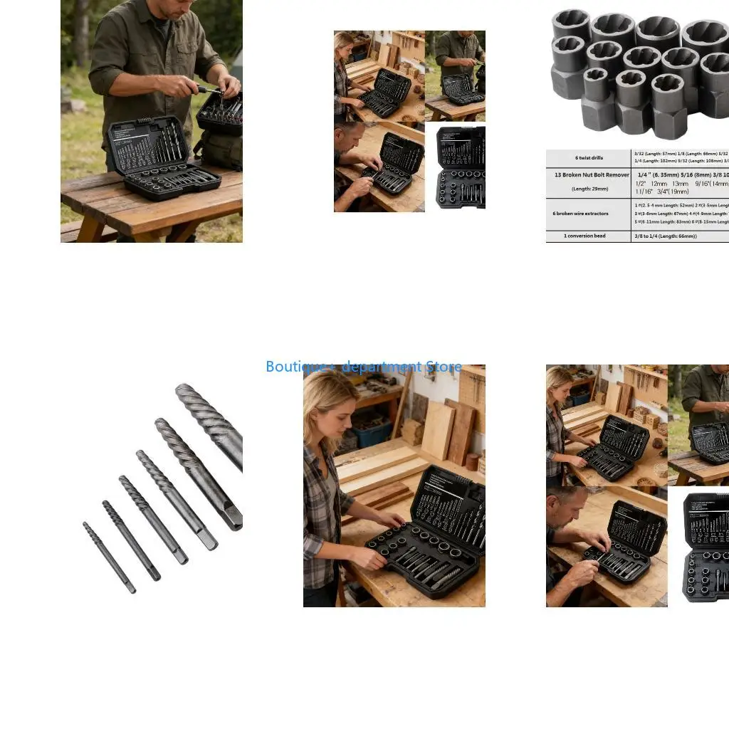E1PD Multiple Size 2.5Mm To 19Mm Broken Screw Extractor For DIY And Professional Use