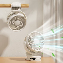 Wall-mounted rechargeable clip-on silent small fan 360 ° rotation portable desktop fan with 3 speeds suitable for office, gym