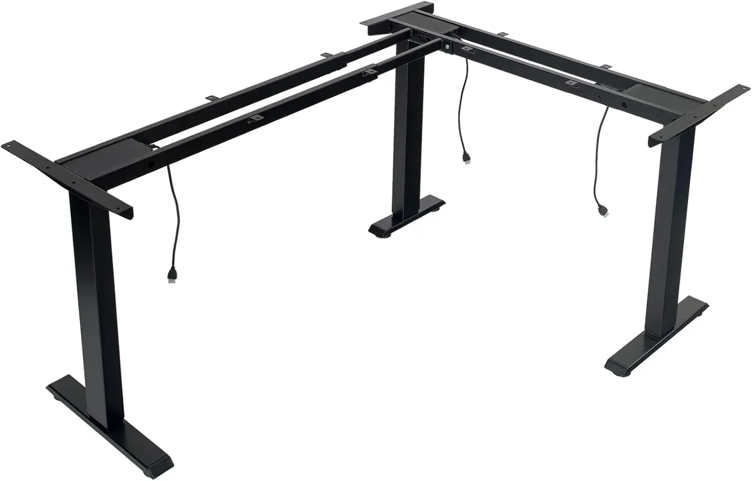 Electric Adjustable Standing and Sitting Computer Desk with 3 Legs for Home and Office 270lb Weight Capacity (Black, Triple)