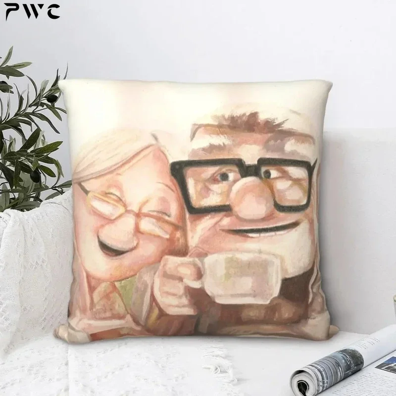 Up Movie - Carl And Ellie Square Pillowcase Cushion Cover funny Zipper Home Decorative Polyester Pillow Case Sofa Seater Simple