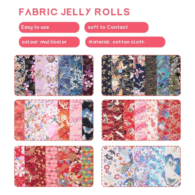 40 PCS Jelly ROLL ผ้าฝ้ายผ้าแถบ Quilting DIY เย็บผ้าหัตถกรรม Bundle Patchwork อุปกรณ์ 6.5X50 ซม.